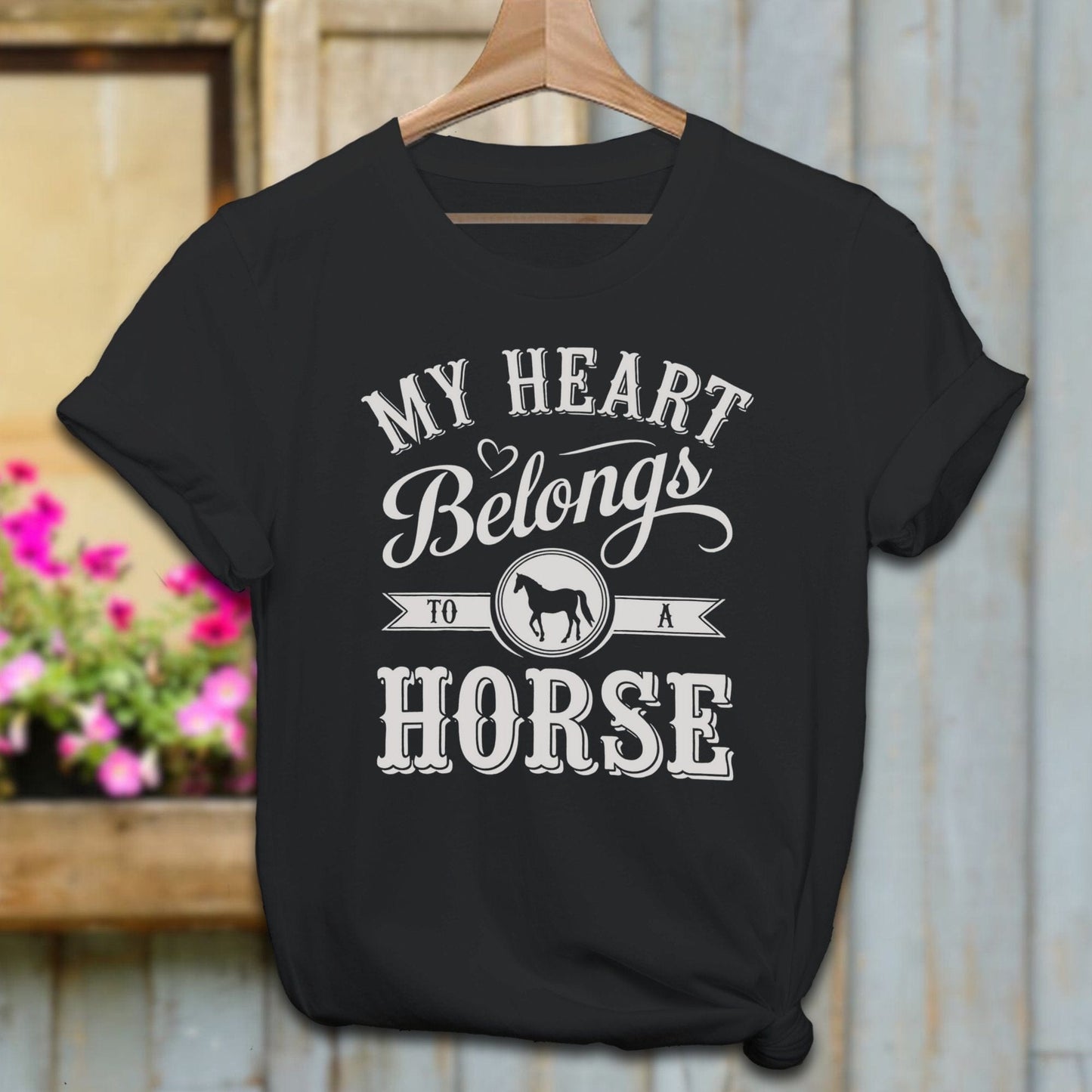 Ladies Shirt Adult T-Shirt / Black / XS My Heart Belongs To A Horse Shirt