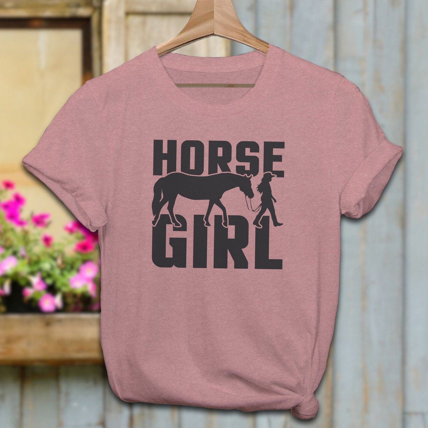 Ladies Shirt Adult T-Shirt / Heather Mauve / XS Horse and Girl Shirt