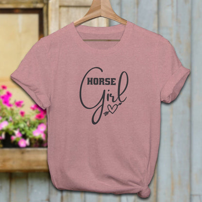 Ladies Shirt Adult T-shirt / Heather Mauve / XS Horse Girl with Arrow Heart Shirt