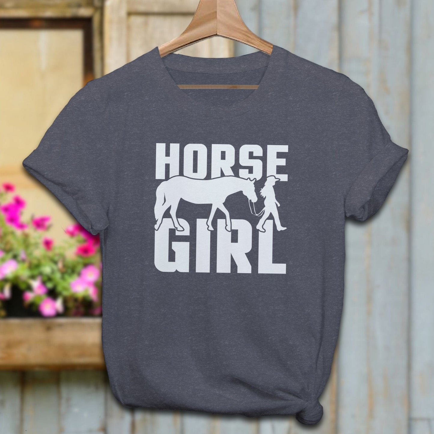 Ladies Shirt Adult T-Shirt / Heather Navy / XS Horse and Girl Shirt