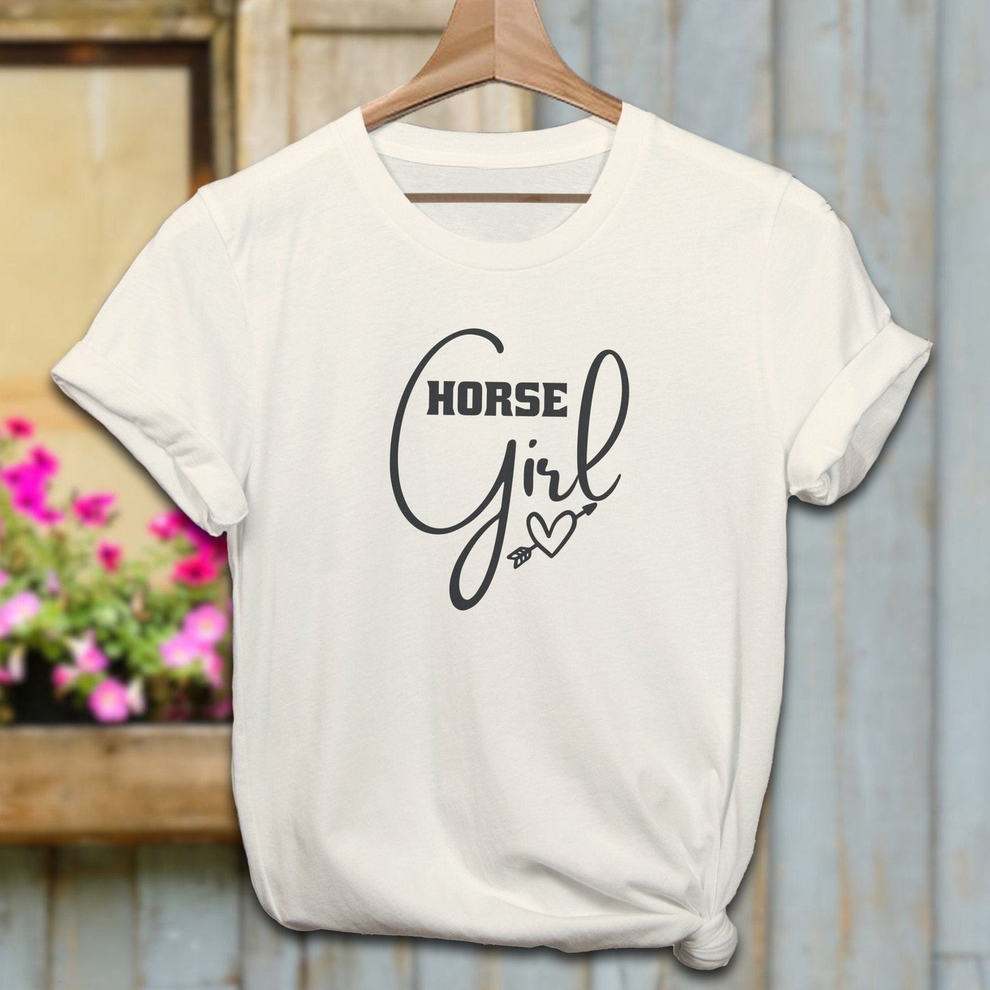 Ladies Shirt Adult T-shirt / Natural / XS Horse Girl with Arrow Heart Shirt