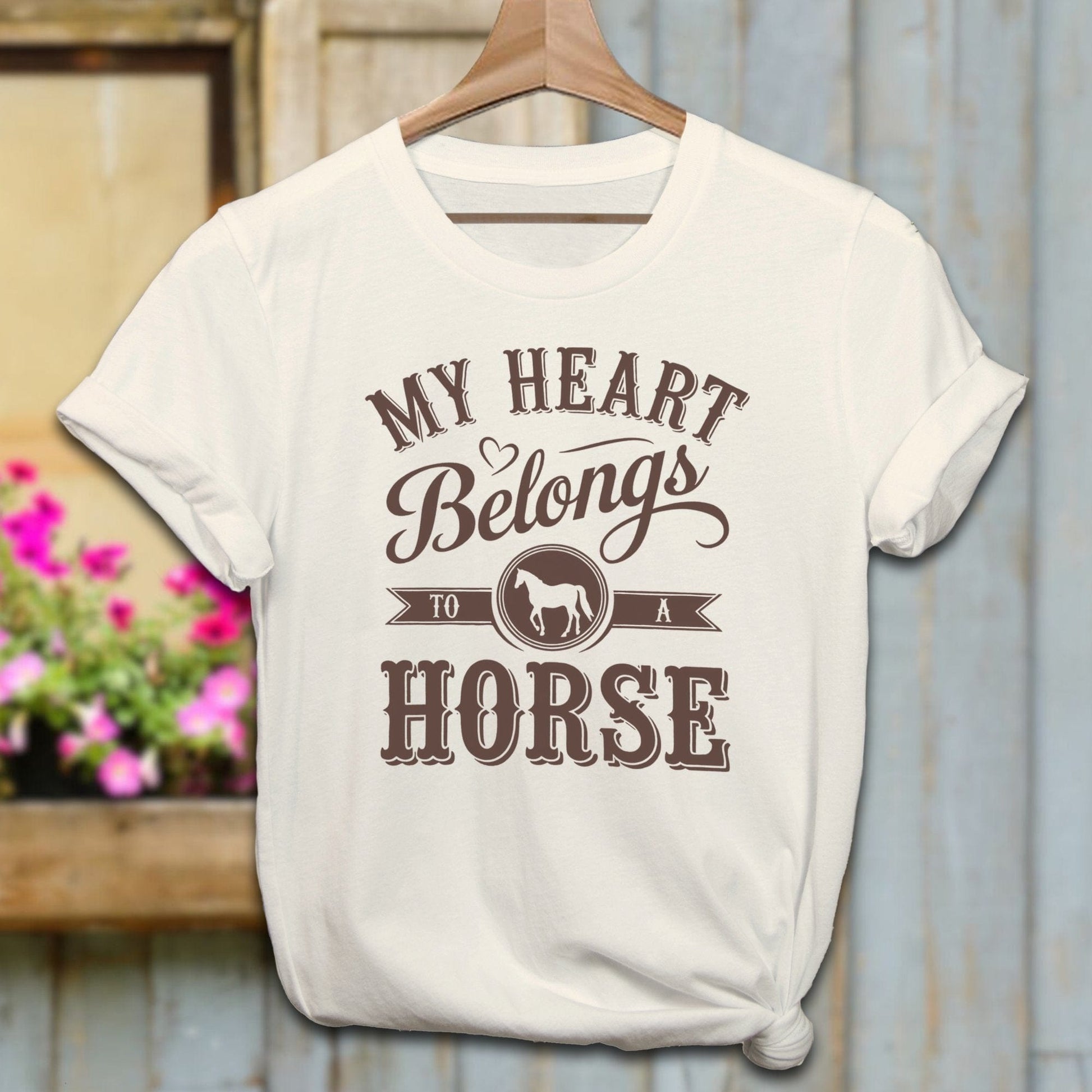 Ladies Shirt Adult T-Shirt / Natural / XS My Heart Belongs To A Horse Shirt