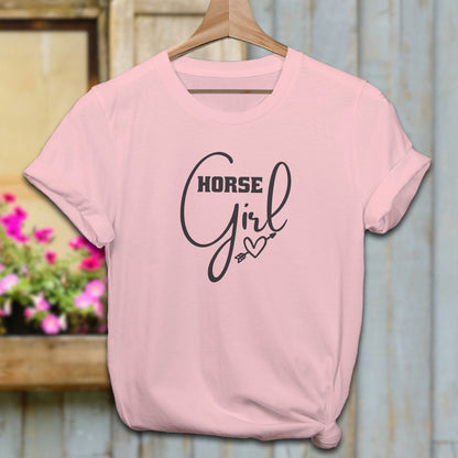 Ladies Shirt Adult T-shirt / Pink / XS Horse Girl with Arrow Heart Shirt