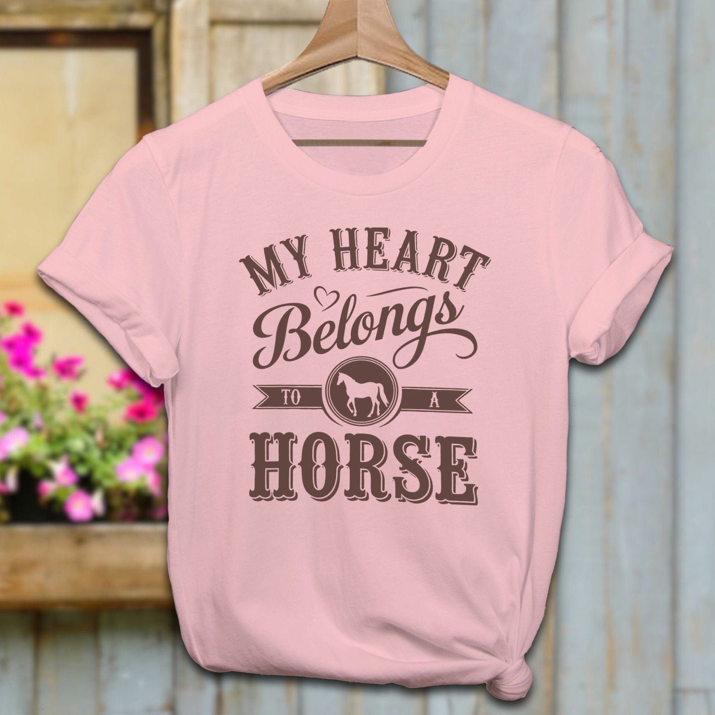 Ladies Shirt Adult T-Shirt / Pink / XS My Heart Belongs To A Horse Shirt