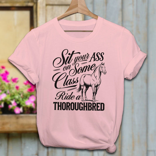 Ladies Shirt Adult T-Shirt / Pink / XS Ride a Thoroughbred Shirt