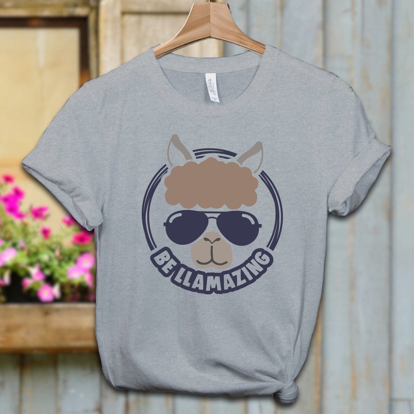 Ladies Shirt Adult T-shirt / S / Athletic Heather Be Llamazing Cool Alpaca Illustration Shirt