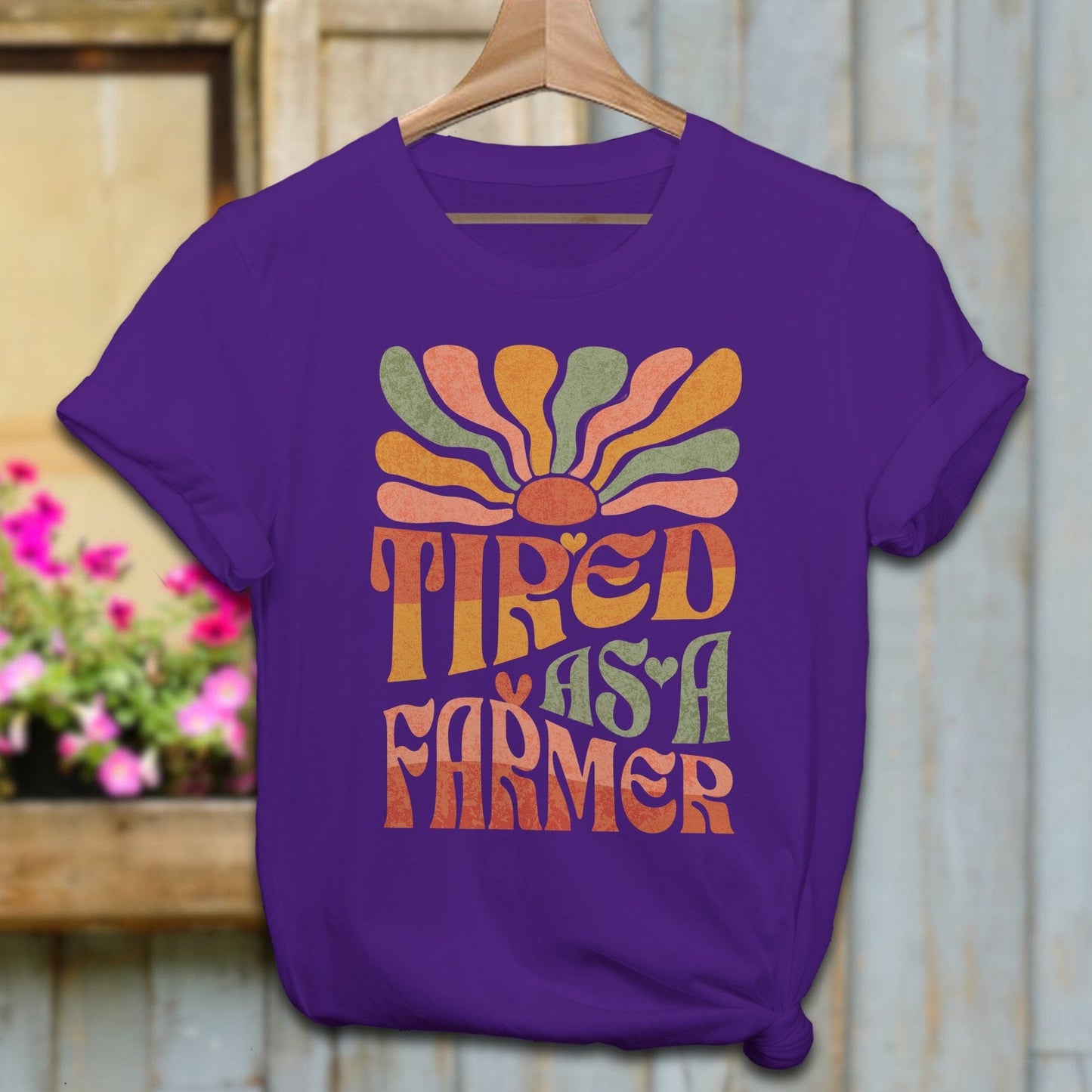 Ladies Shirt Adult T-Shirt / Team Purple / XS Tired As A Farmer Shirt