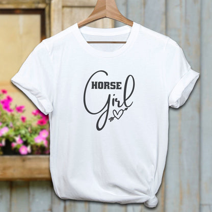 Ladies Shirt Adult T-shirt / White / XS Horse Girl with Arrow Heart Shirt