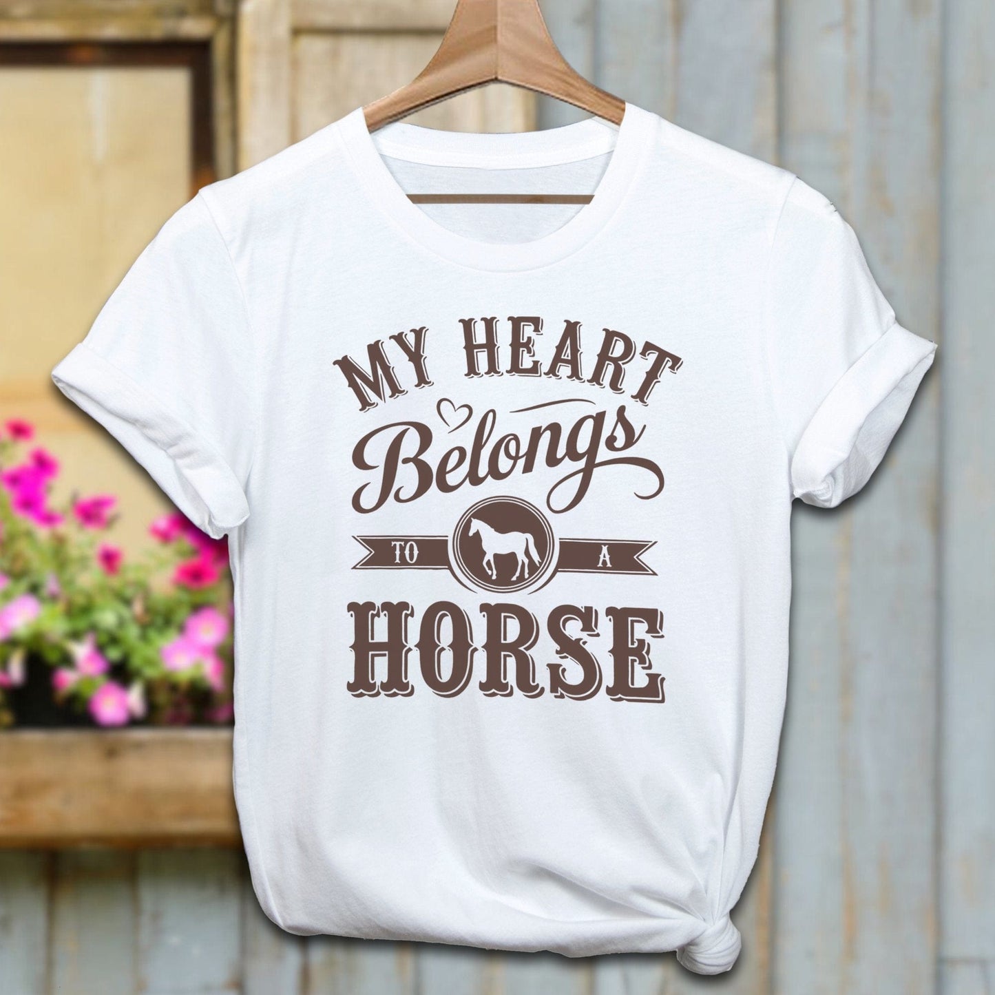 Ladies Shirt Adult T-Shirt / White / XS My Heart Belongs To A Horse Shirt