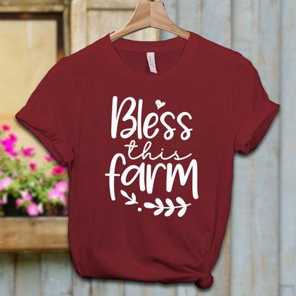 Ladies Shirt Adult T-shirt / XS / Cardinal Bless this Farm Shirt