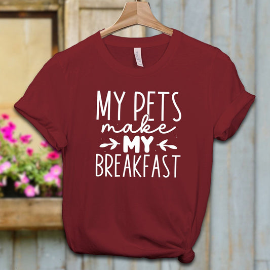 Ladies Shirt Adult T-shirt / XS / Cardinal My Pets Make My Breakfast Shirt