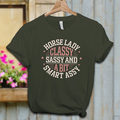 Ladies Shirt Adult T-shirt / XS / Dark Olive Horse Lady Classy Sassy Shirt