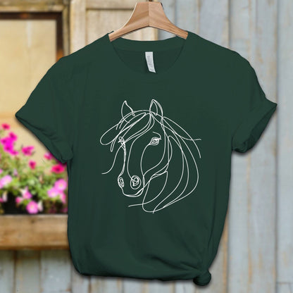 Ladies Shirt Adult T-shirt / XS / Forest Elegant Horse Line Art Shirt