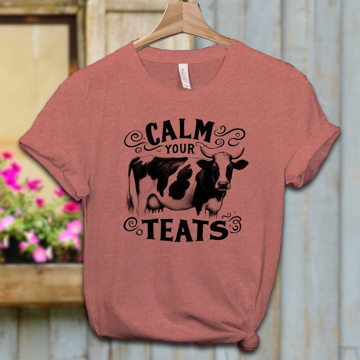 Ladies Shirt Adult T-shirt / XS / Heather Clay Calm Your Teats Shirt