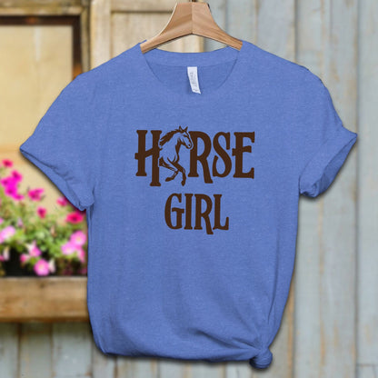 Ladies Shirt Adult T-shirt / XS / Heather Columbia Blue Horse Girl Shirt