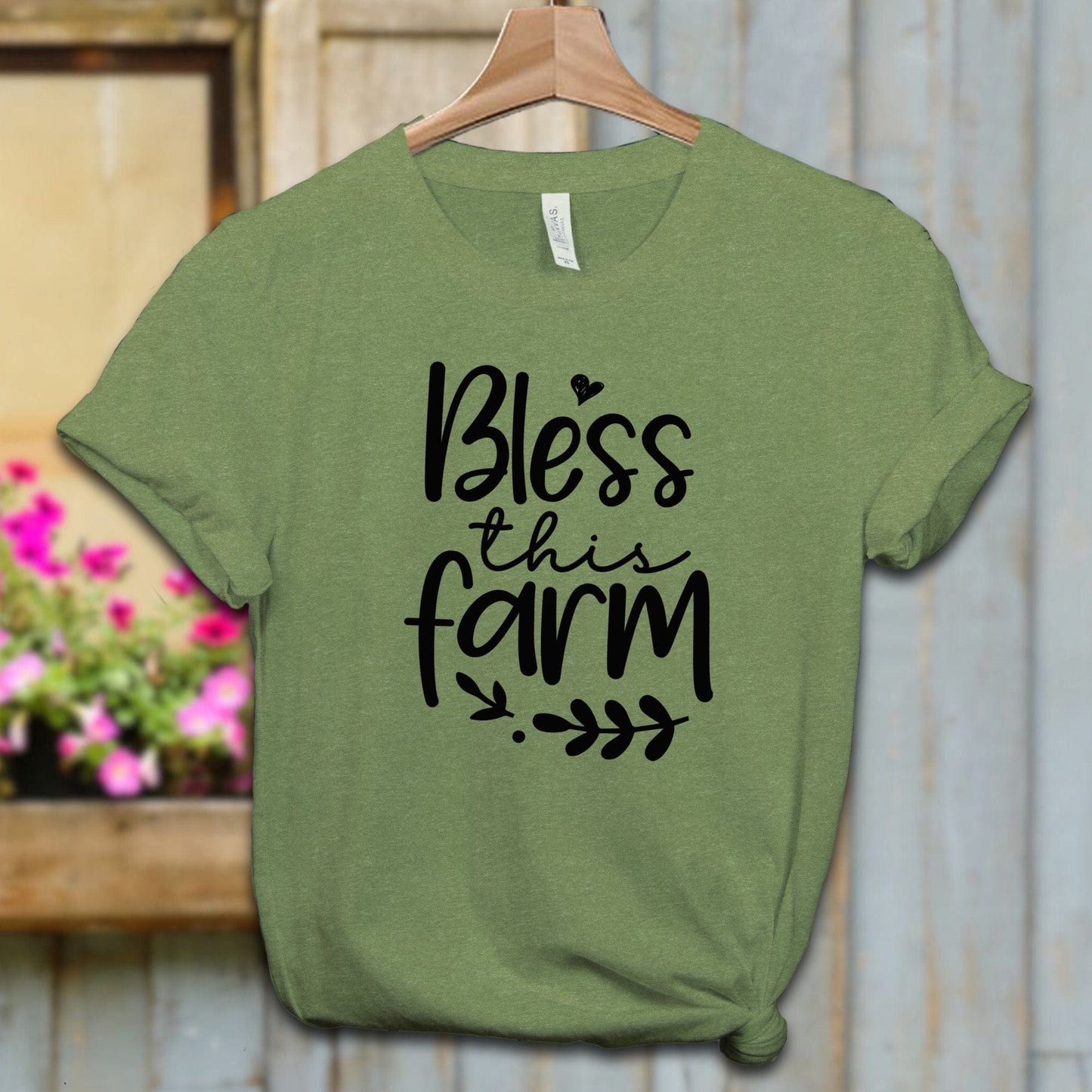 Ladies Shirt Adult T-shirt / XS / Heather Green Bless this Farm Shirt