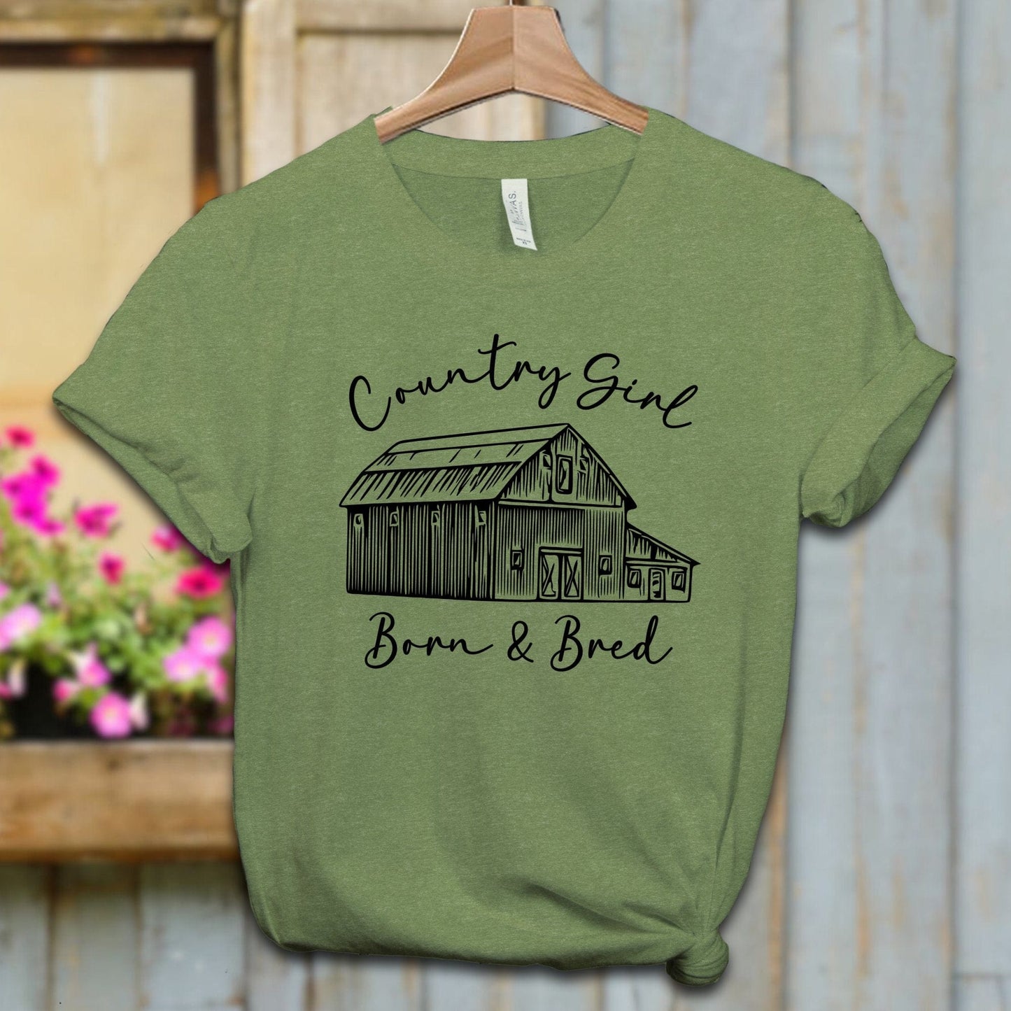 Ladies Shirt Adult T-shirt / XS / Heather Green Country Girl Born and Bred Shirt