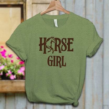 Ladies Shirt Adult T-shirt / XS / Heather Green Horse Girl Shirt