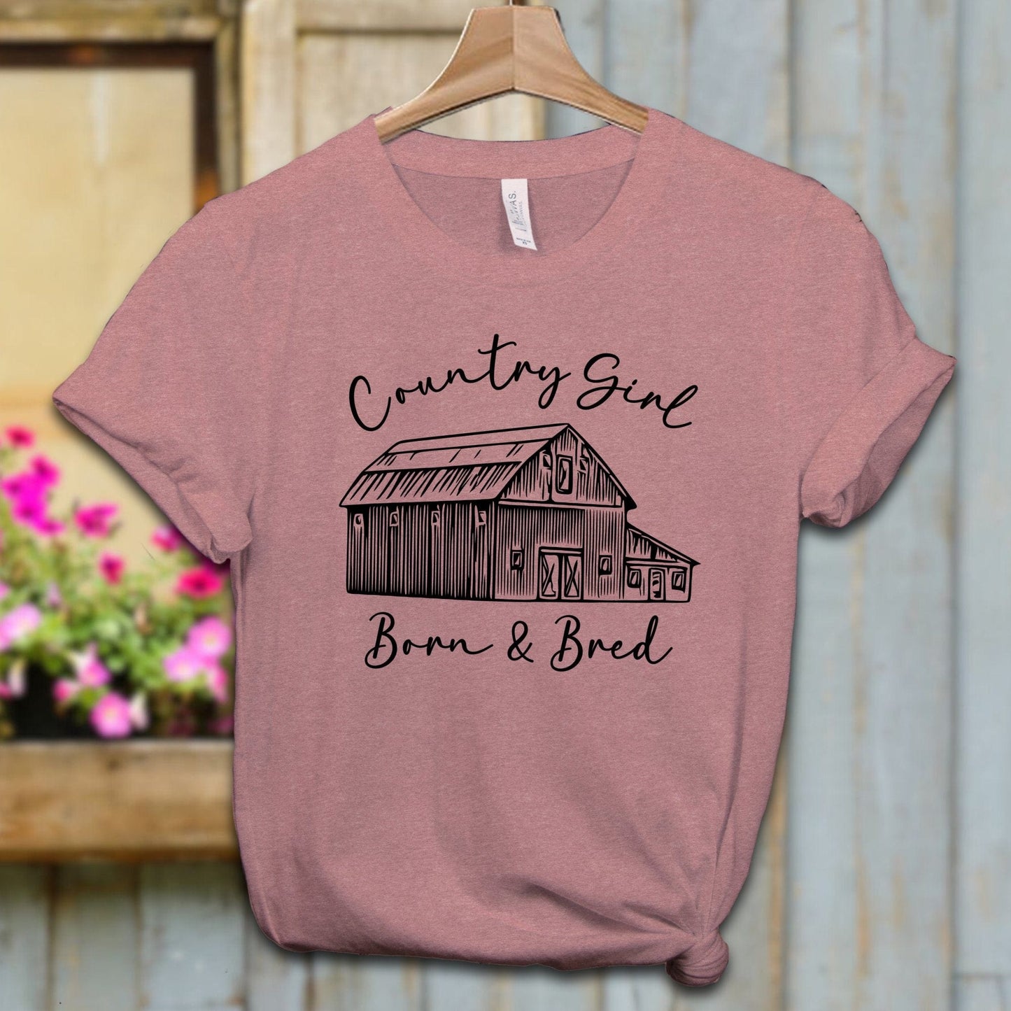 Ladies Shirt Adult T-shirt / XS / Heather Mauve Country Girl Born and Bred Shirt