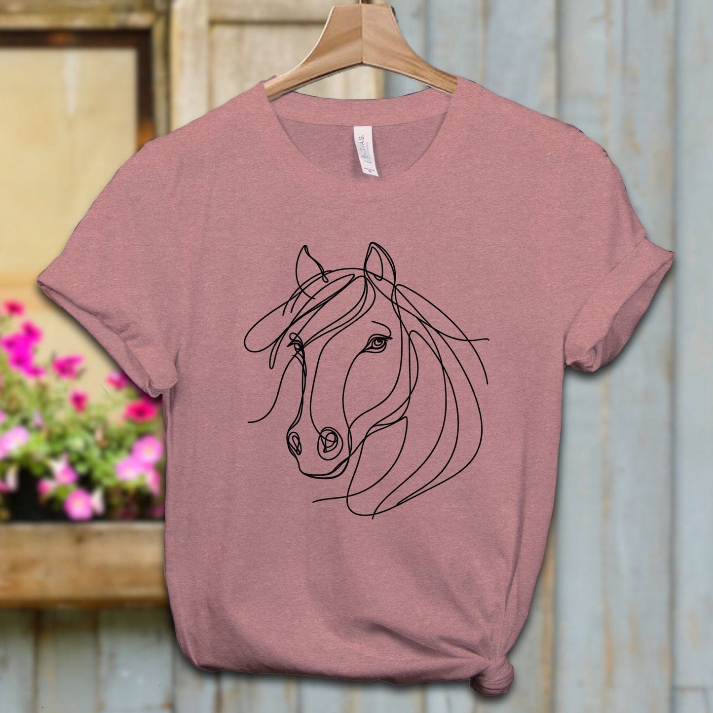 Ladies Shirt Adult T-shirt / XS / Heather Mauve Elegant Horse Line Art Shirt