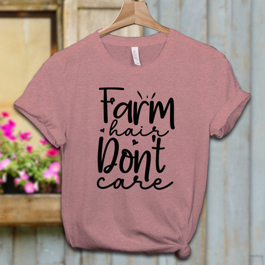 Ladies Shirt Adult T-shirt / XS / Heather Mauve Farm Hair Don't Care Shirt