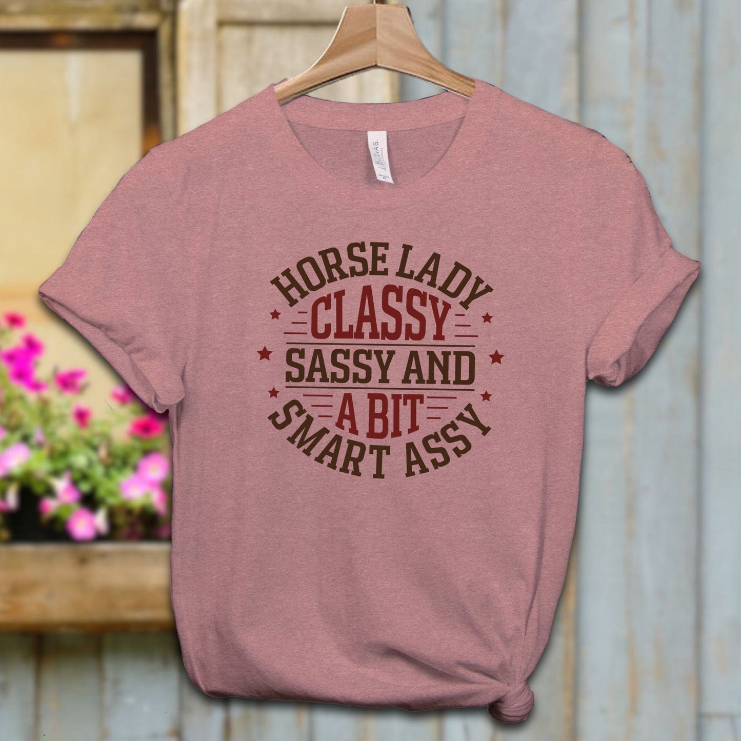 Ladies Shirt Adult T-shirt / XS / Heather Mauve Horse Lady Classy Sassy Shirt