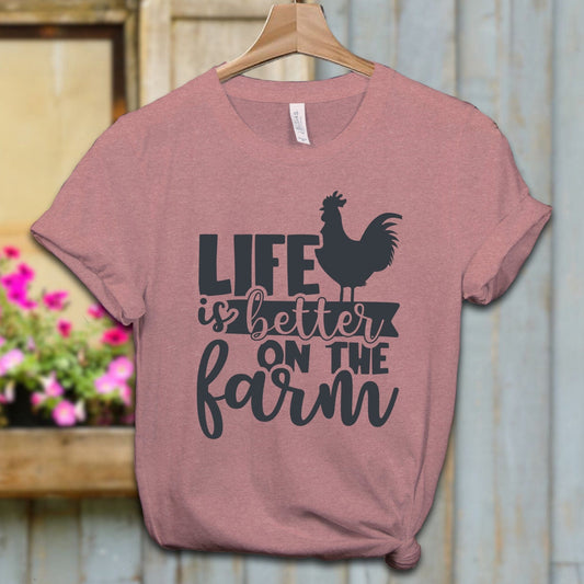 Ladies Shirt Adult T-shirt / XS / Heather Mauve Life is Better on the Farm Shirt