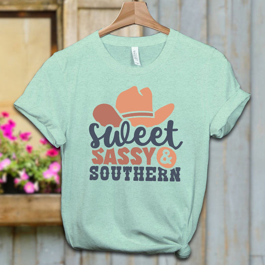 Ladies Shirt Adult T-shirt / XS / Heather Mint Sweet Sassy Southern Cowgirl Shirt