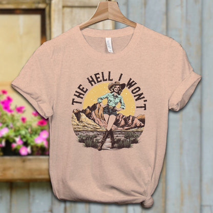 Ladies Shirt Adult T-shirt / XS / Heather Peach The Hell I Won't Shirt