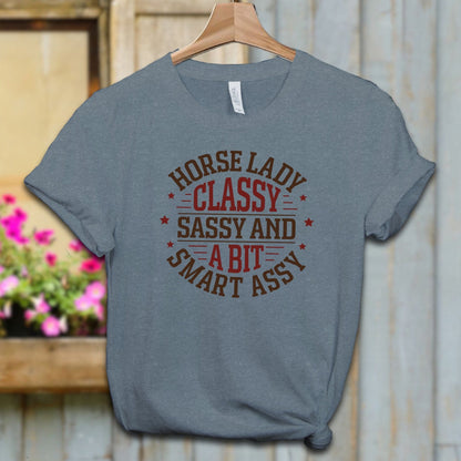 Ladies Shirt Adult T-shirt / XS / Heather Slate Horse Lady Classy Sassy Shirt