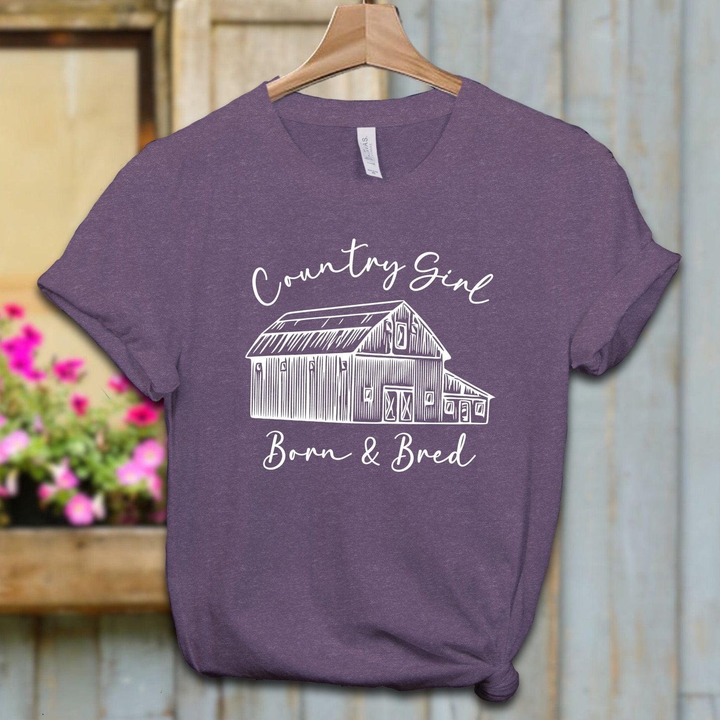 Ladies Shirt Adult T-shirt / XS / Heather Team Purple Country Girl Born and Bred Shirt