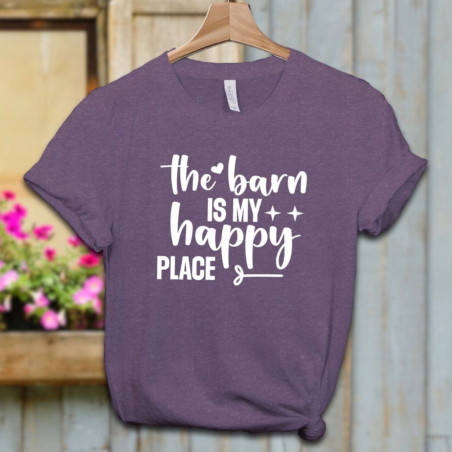 Ladies Shirt Adult T-shirt / XS / Heather Team Purple The Barn Is My Happy Place Shirt