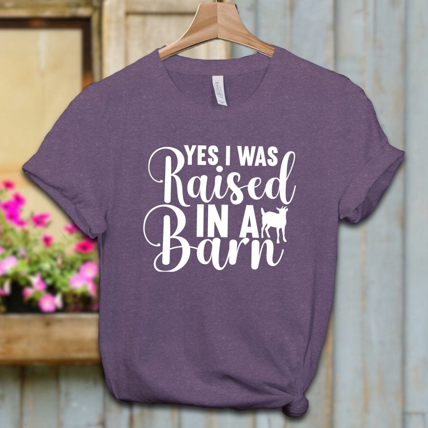 Ladies Shirt Adult T-shirt / XS / Heather Team Purple Yes I Was Raised In A Barn Shirt