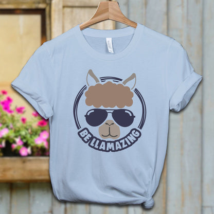 Ladies Shirt Adult T-shirt / XS / Light Blue Be Llamazing Cool Alpaca Illustration Shirt