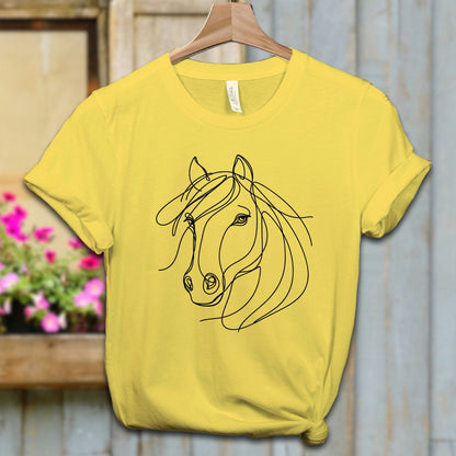 Ladies Shirt Adult T-shirt / XS / Maize Yellow Elegant Horse Line Art Shirt