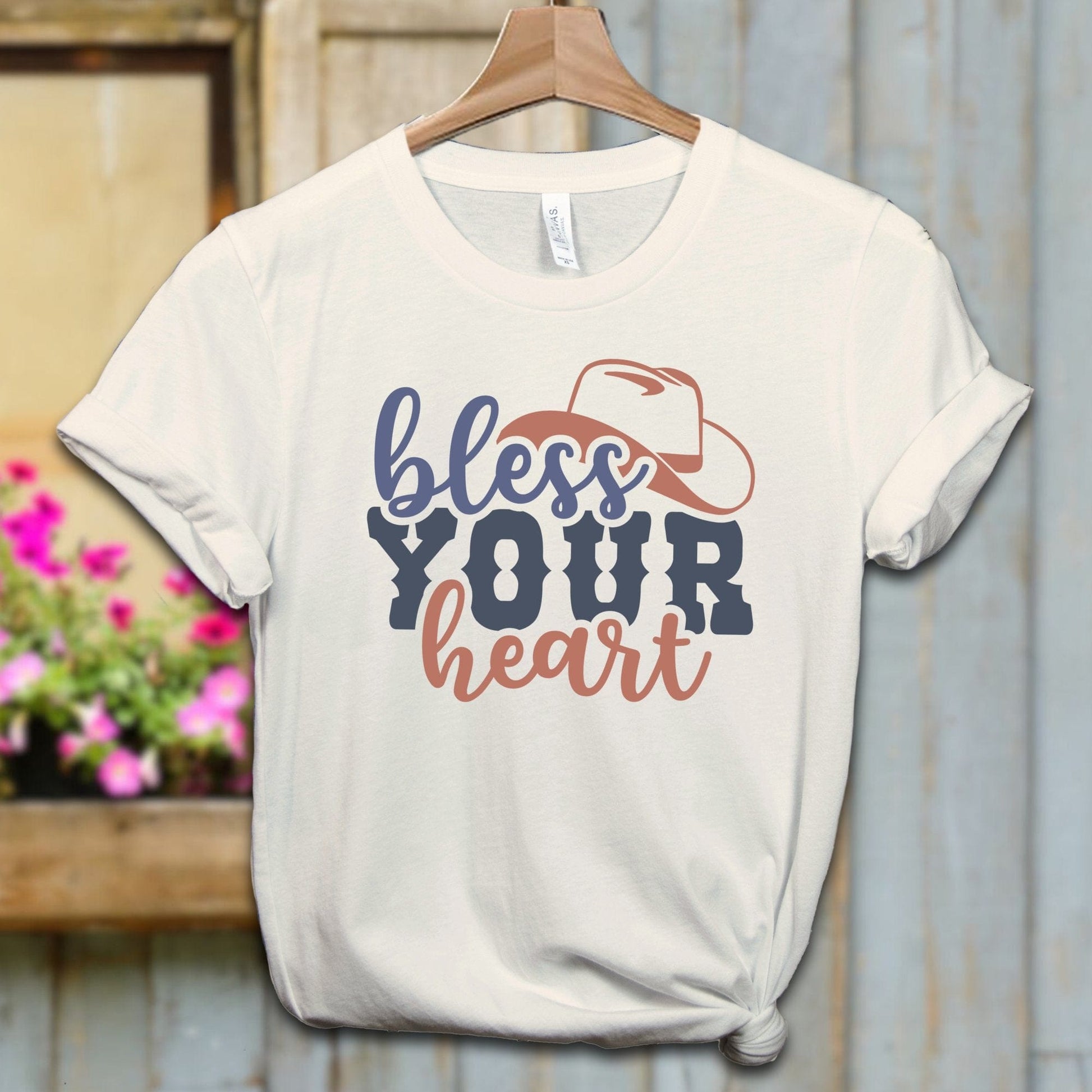 Ladies Shirt Adult T-shirt / XS / Natural Bless Your Heart Cowboy Hat Shirt