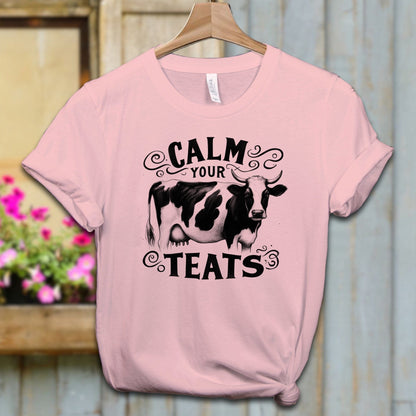 Ladies Shirt Adult T-shirt / XS / Pink Calm Your Teats Shirt