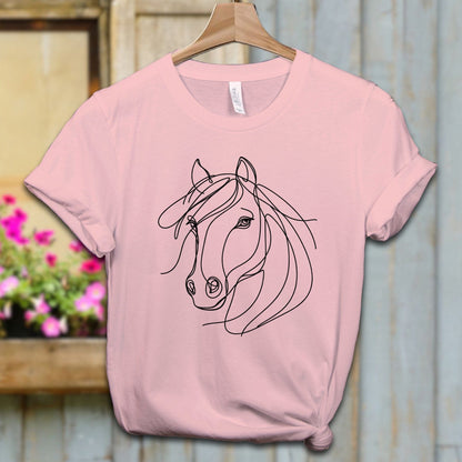 Ladies Shirt Adult T-shirt / XS / Pink Elegant Horse Line Art Shirt