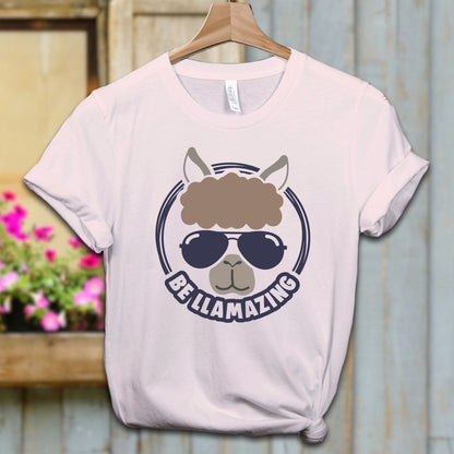 Ladies Shirt Adult T-shirt / XS / Soft Pink Be Llamazing Cool Alpaca Illustration Shirt