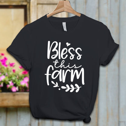 Ladies Shirt Adult T-shirt / XS / Vintage Black Bless this Farm Shirt