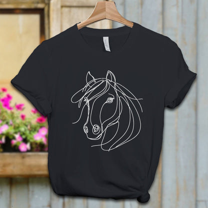 Ladies Shirt Adult T-shirt / XS / Vintage Black Elegant Horse Line Art Shirt