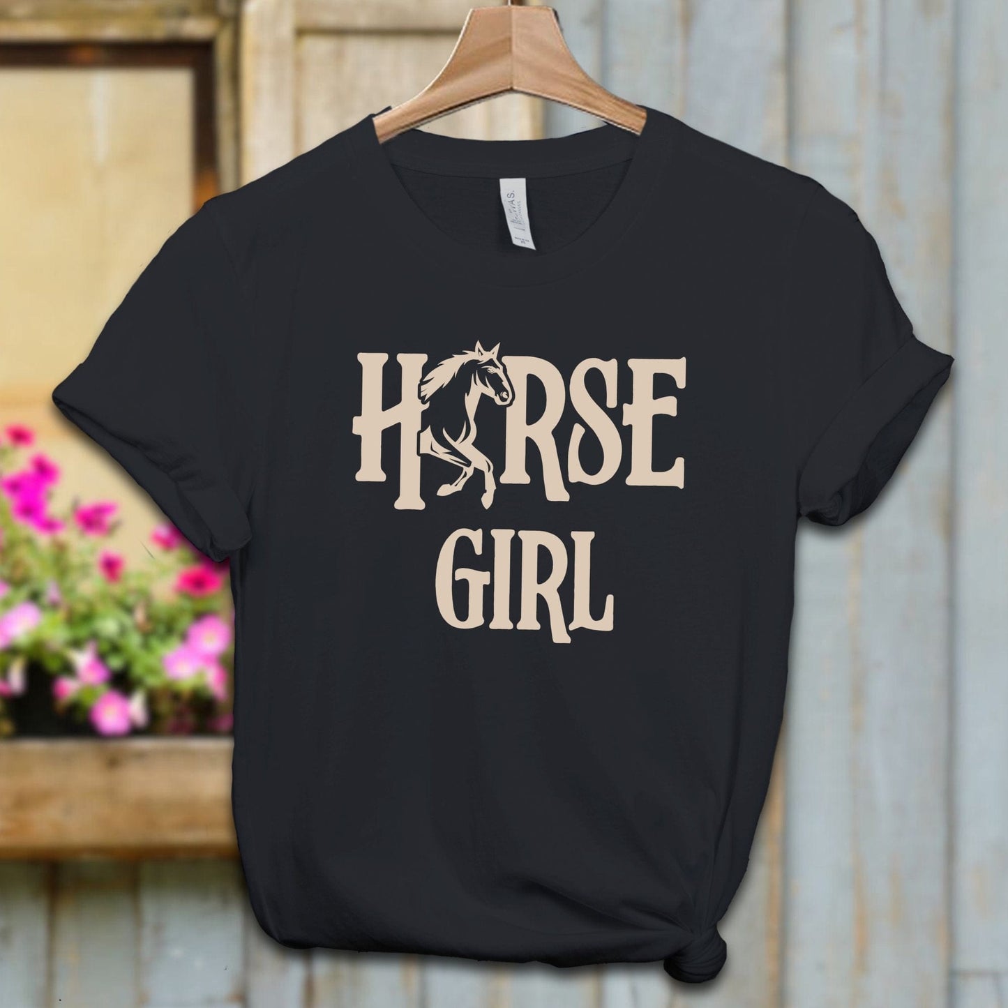 Ladies Shirt Adult T-shirt / XS / Vintage Black Horse Girl Shirt