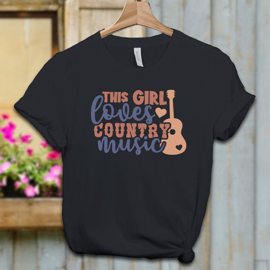 Ladies Shirt Adult T-shirt / XS / Vintage Black This Girl Loves Country Music Shirt