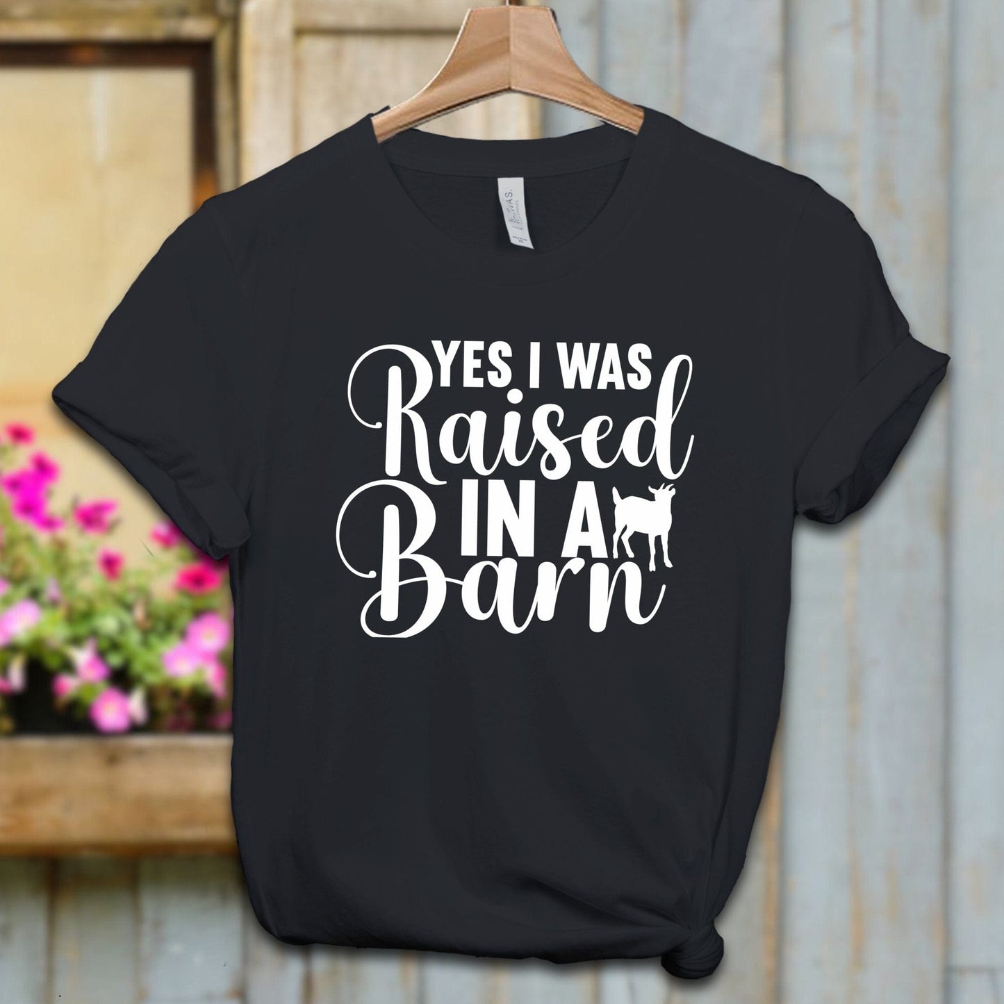 Ladies Shirt Adult T-shirt / XS / Vintage Black Yes I Was Raised In A Barn Shirt