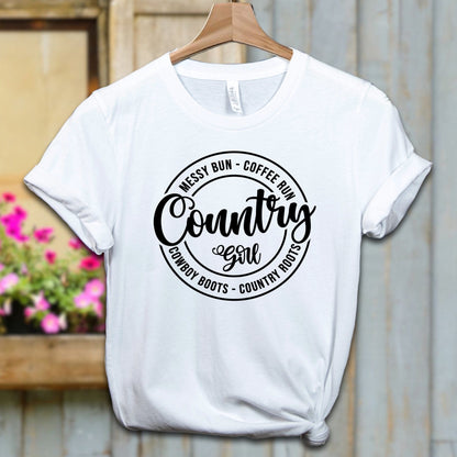 Ladies Shirt Adult T-shirt / XS / White Country Girl Messy Bun Coffee Run Shirt