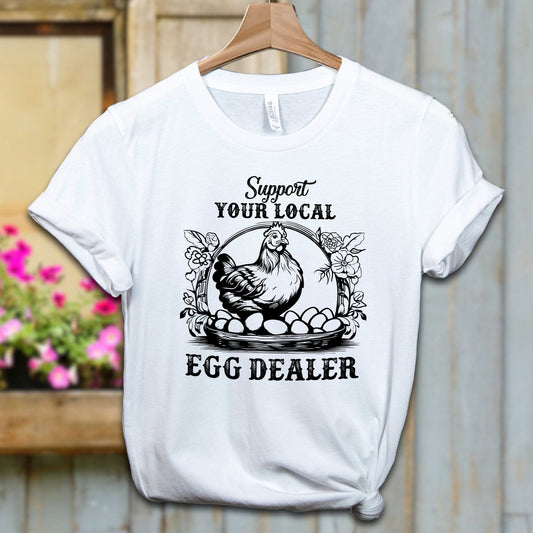 Ladies Shirt Adult T-shirt / XS / White Support Your Local Egg Dealer Shirt