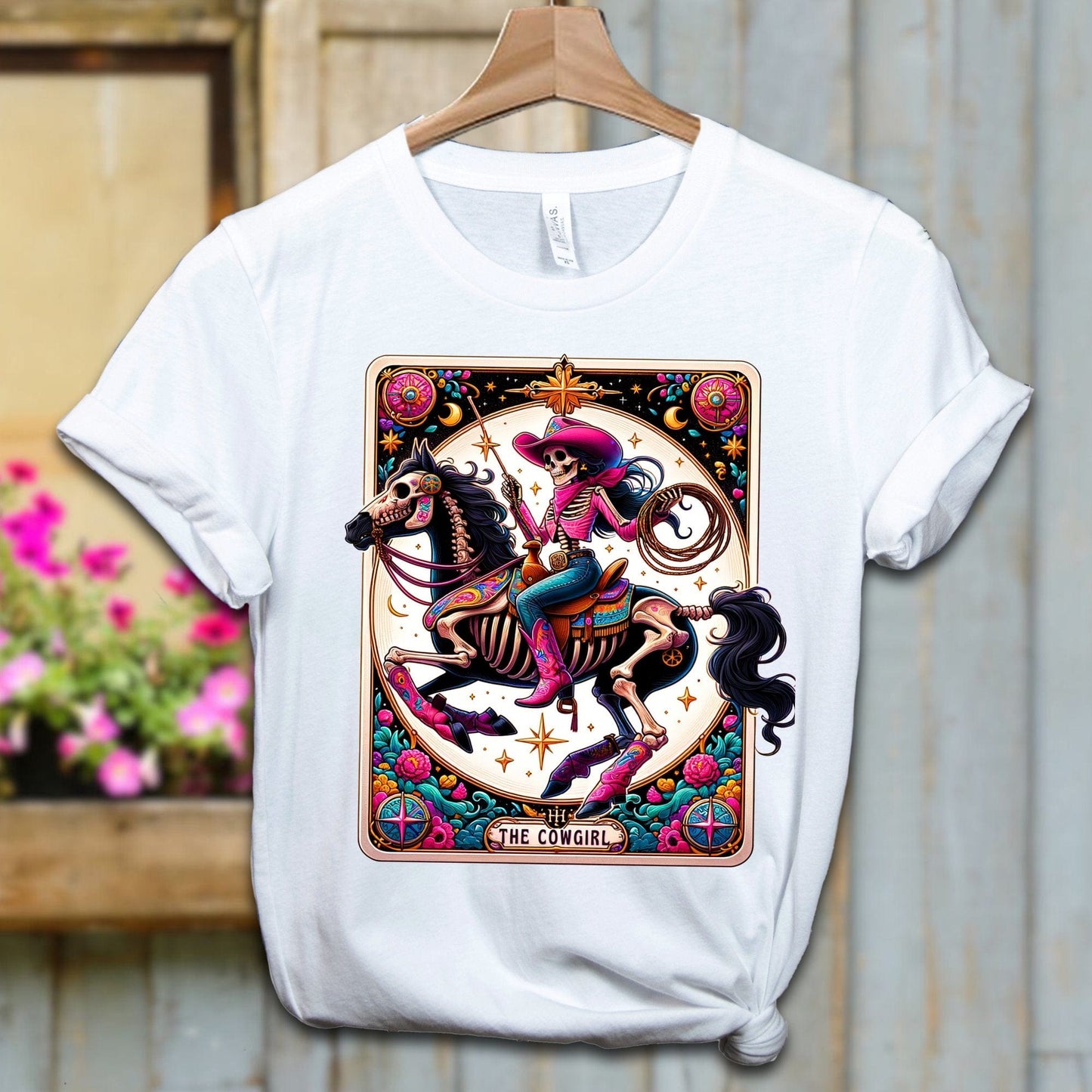 Ladies Shirt Adult T-shirt / XS / White Tarot Card Cowgirl Shirt