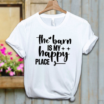 Ladies Shirt Adult T-shirt / XS / White The Barn Is My Happy Place Shirt