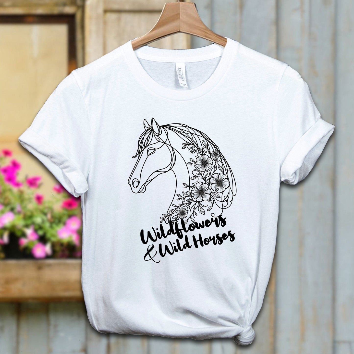 Ladies Shirt Adult T-shirt / XS / White Wildflowers And Wild Horses Shirt