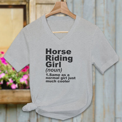 Ladies Shirt Adult V-neck / Athletic Heather / S Horse Riding Girl Definition Shirt